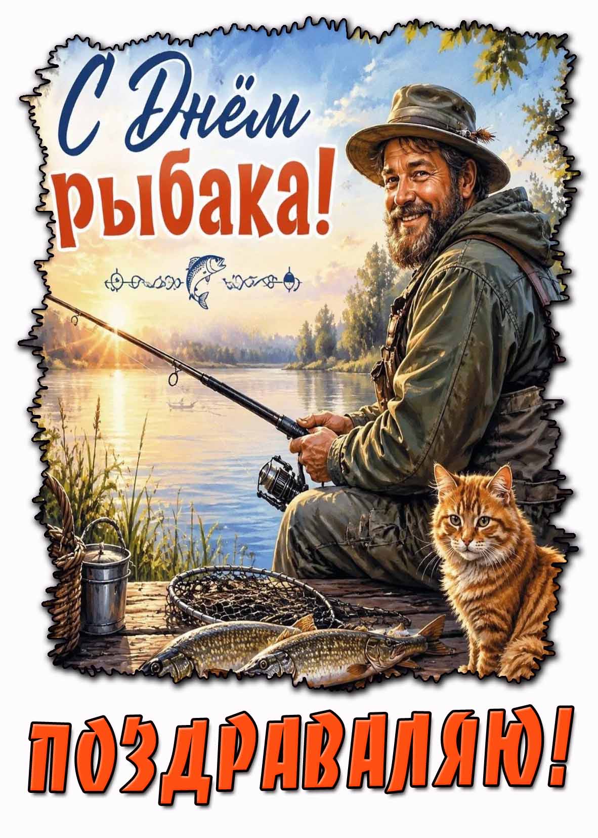 Позитивная картинка "С днём рыбака! Поздравляю!"