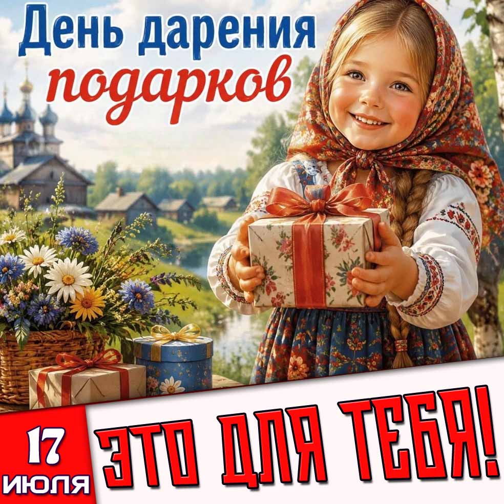 Прикольная картинка 17 июля - день дарения подарков! Это для тебя!