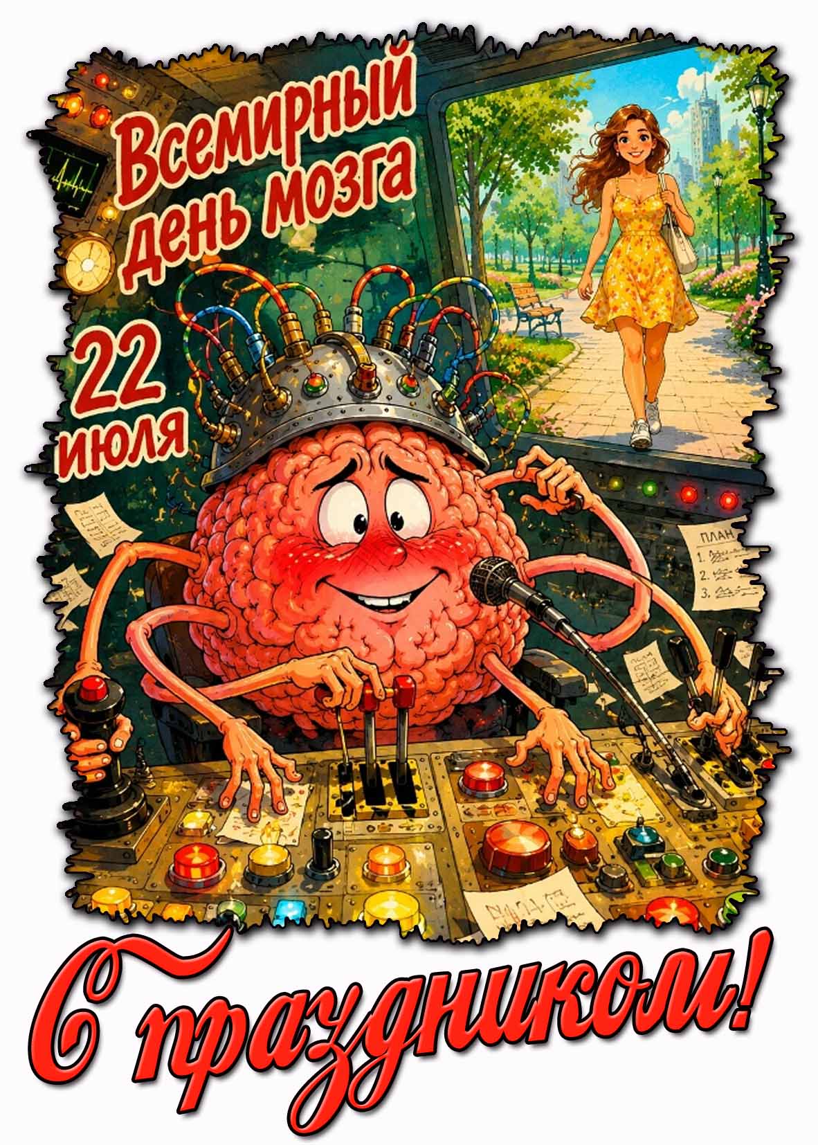 Прикольная картинка на 22 июля - Всемирный день мозга! С праздником!