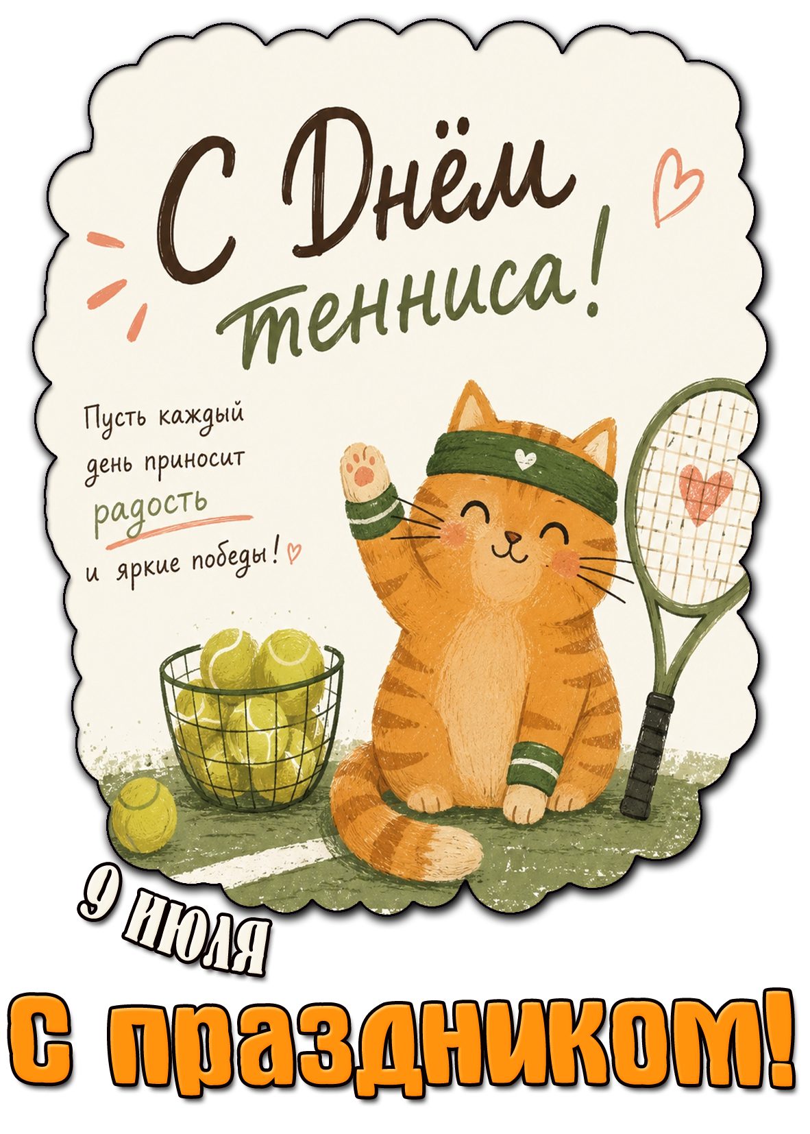 Прикольная картинка "С днём тенниска! Пусть каждый день приносит радость и яркие победы! С праздником!" - 9 июля