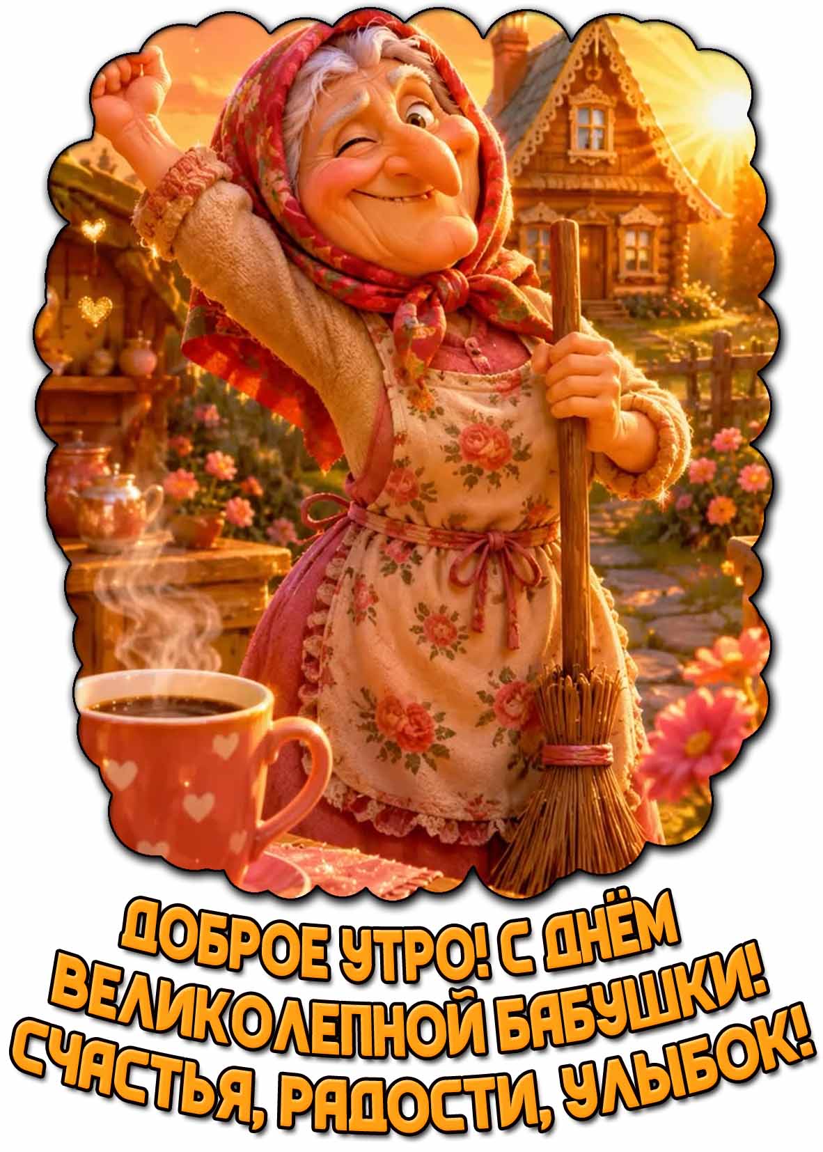 Прикольная картинка "Доброе утро! С днём великолепной бабушки! Счастья, радости, улыбок!"