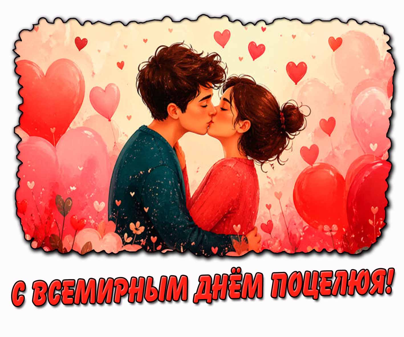 Романтическая открытка с Всемирным днём поцелуя