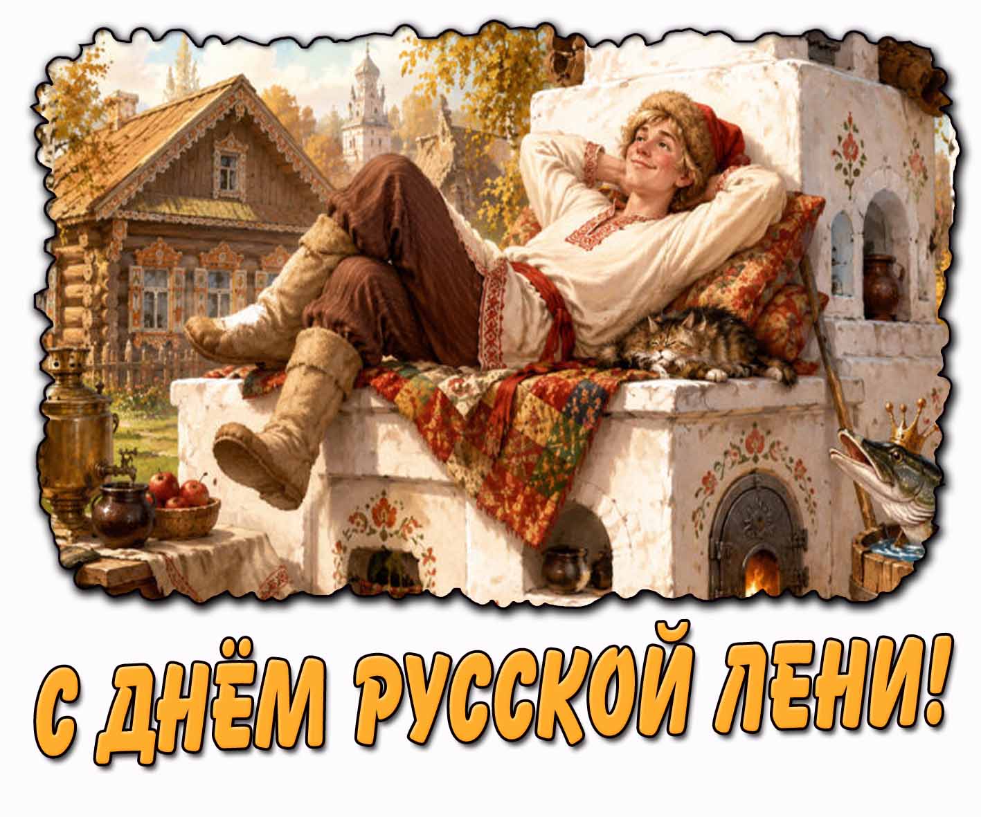 Красивая открытка с днём русской лени