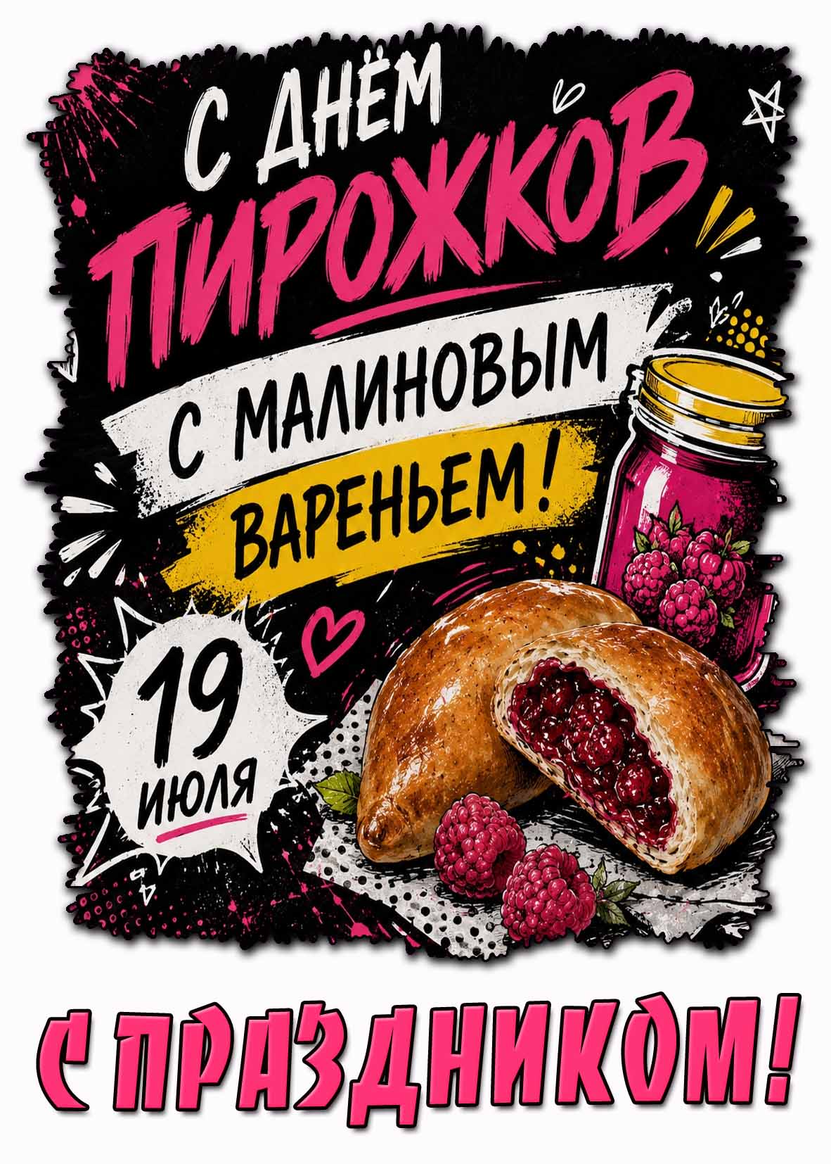 С днём пирожков с малиновым вареньем! С праздником! - картинка на 19 июля