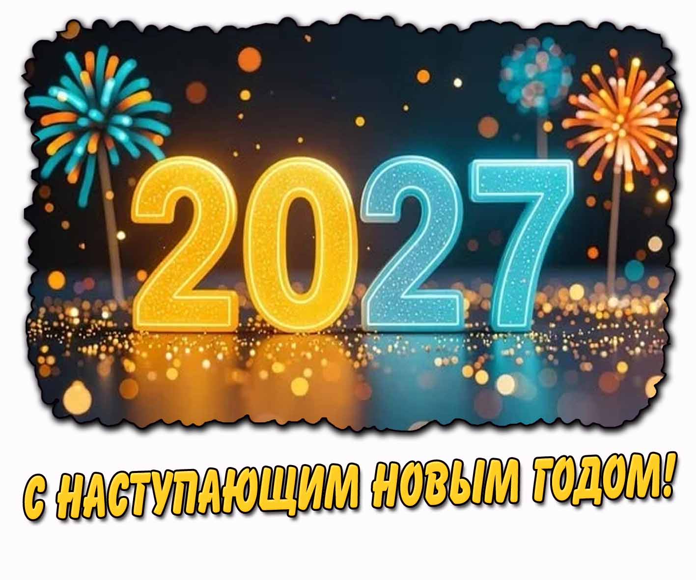 С наступающим Новым годом 2027! - стильная открытка