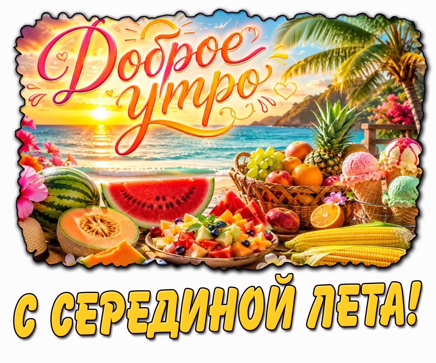 Открытка "Доброе утро! С серединой лета!"