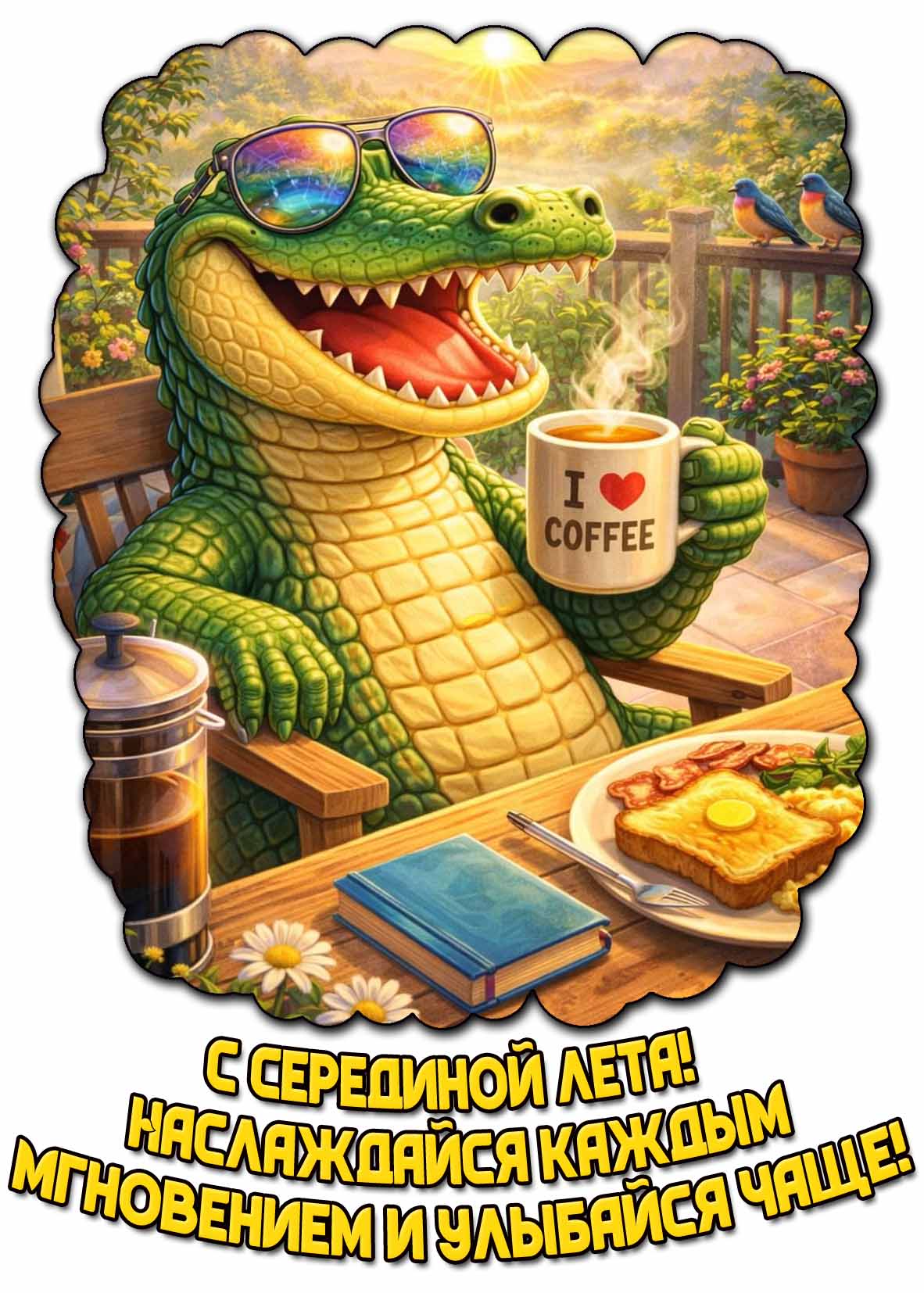 Картинка "С серединой лета! Наслаждайся каждым мгновением и улыбайся чаще!"