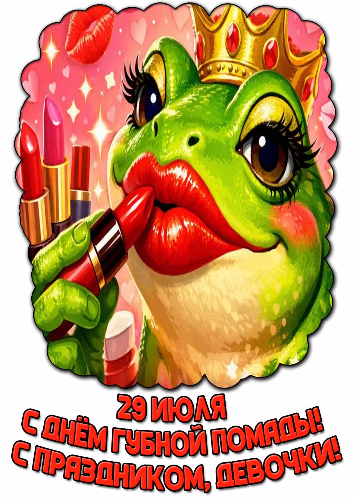 Смешная открытка 29 июля - с днём губной помады! С праздником, девочки!