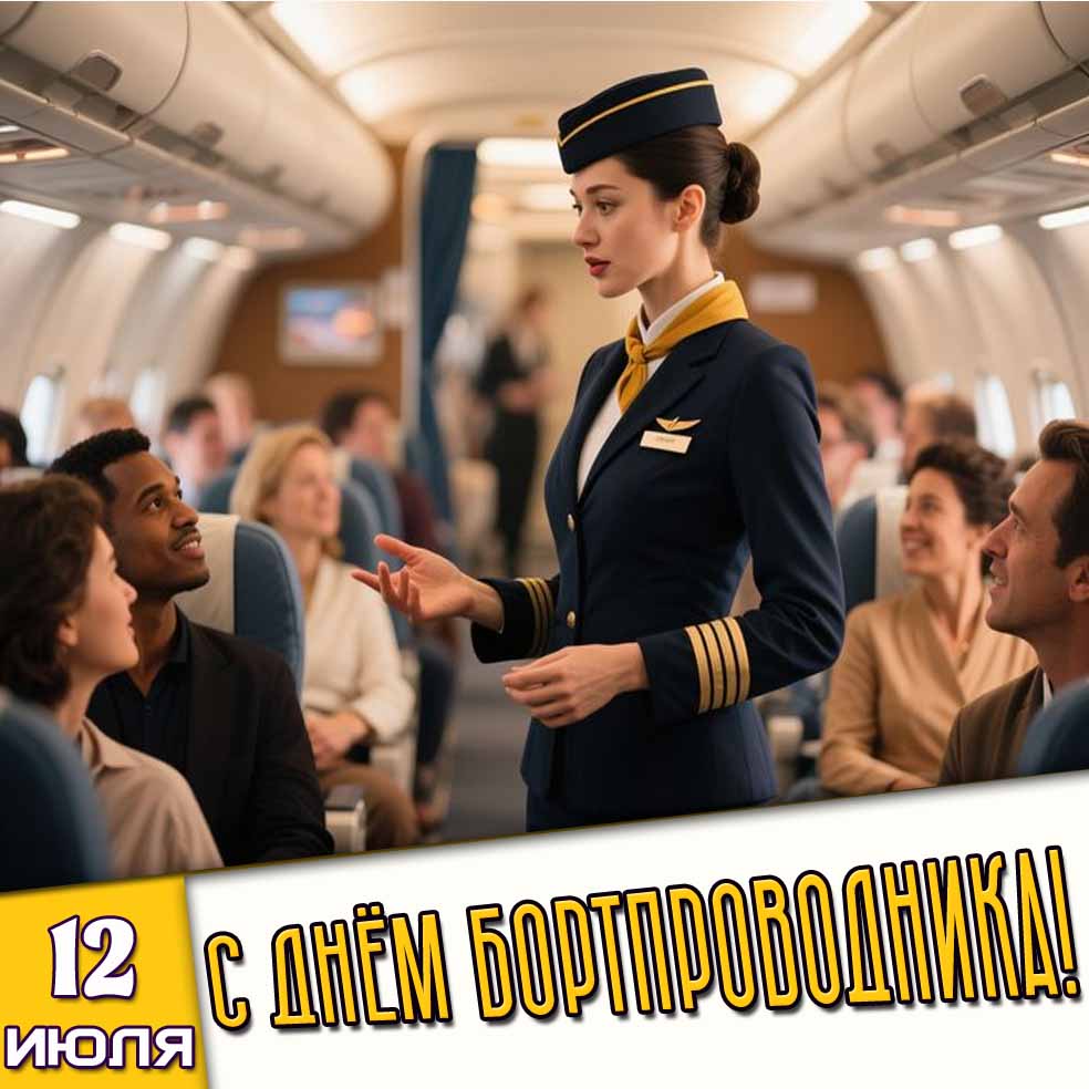 Открытка 12 июля - с днём бортпроводника!