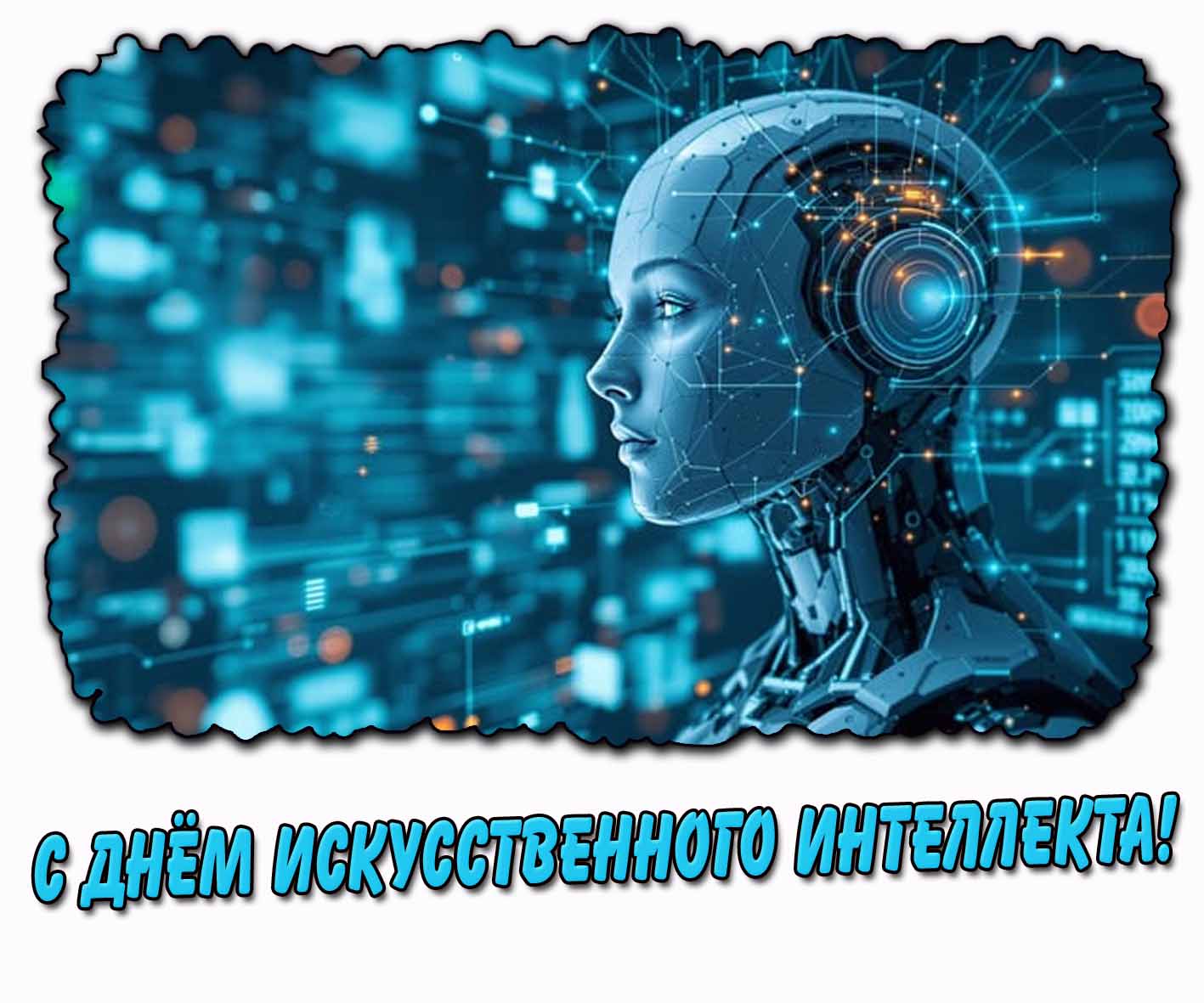 С днём искусственного интеллекта! - стильная открытка