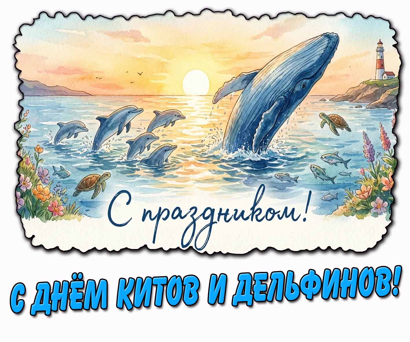 Картинка "С днём китов и дельфинов! С праздником!"