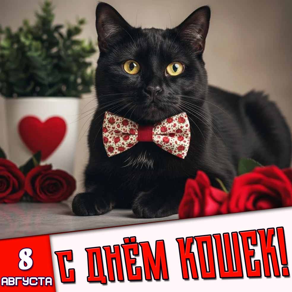 Картинка 8 августа - с днём кошек!
