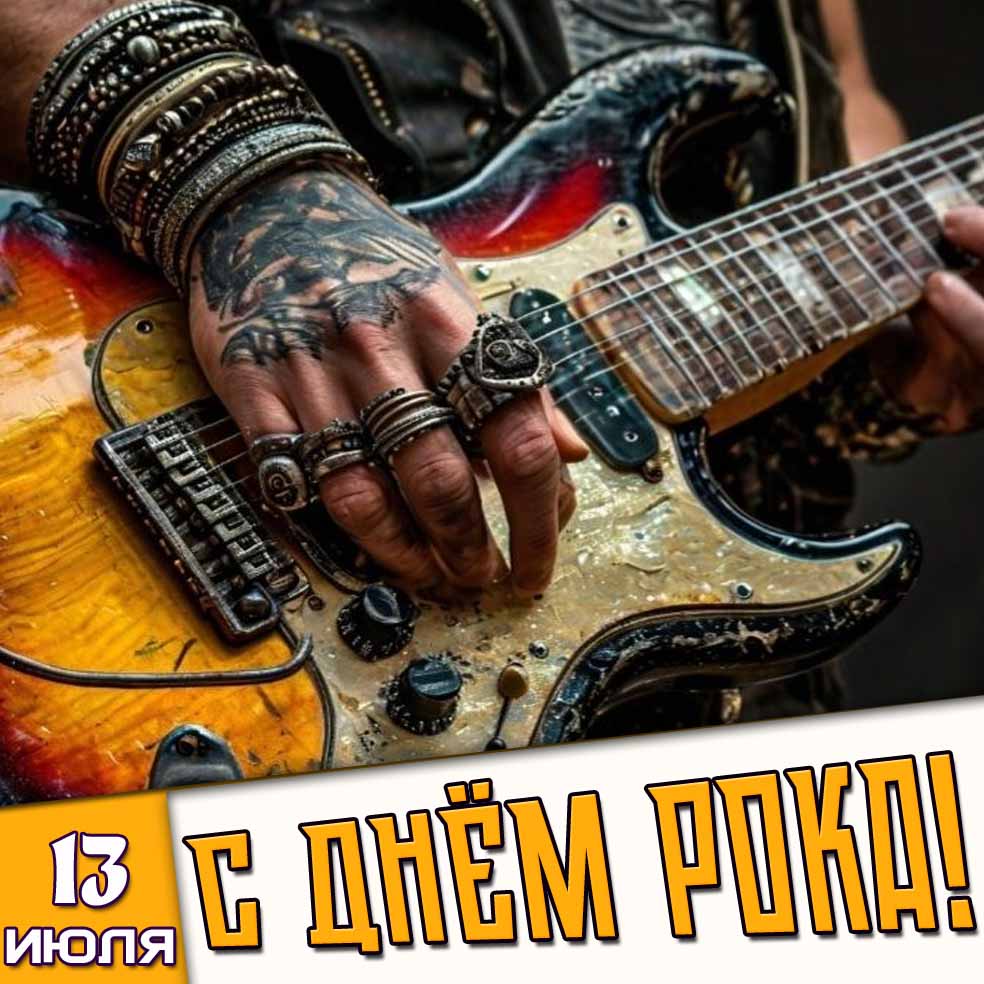 Открытка 13 июля - с днём рока!