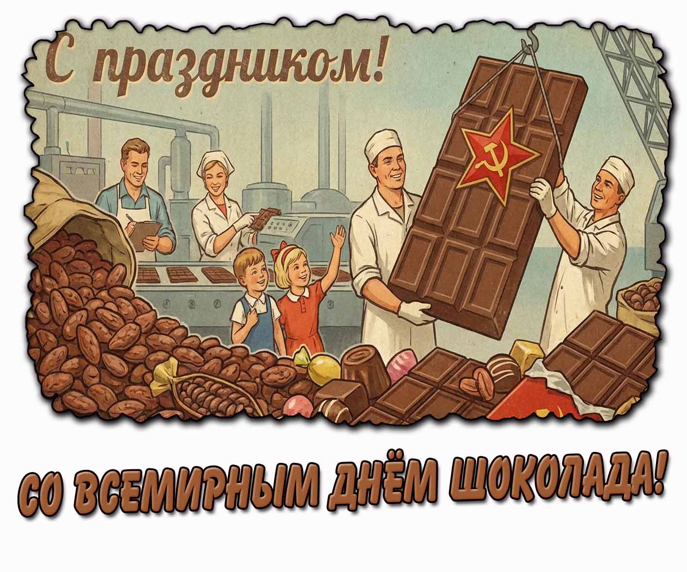 Советская картинка "Со Всемирным днём шоколада! С праздником!"