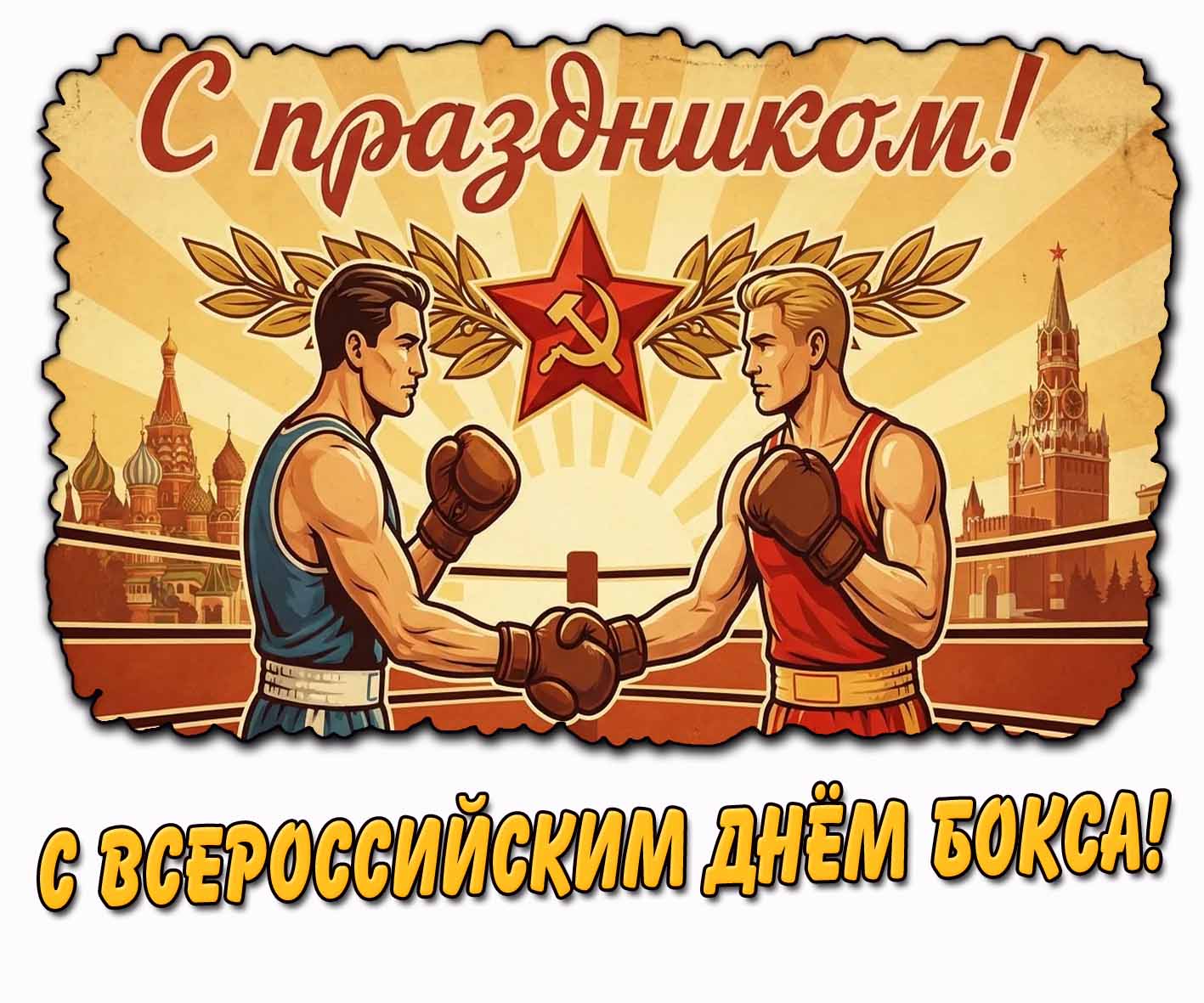 Советская картинка "С Всероссийским днём бокса! С праздником!"