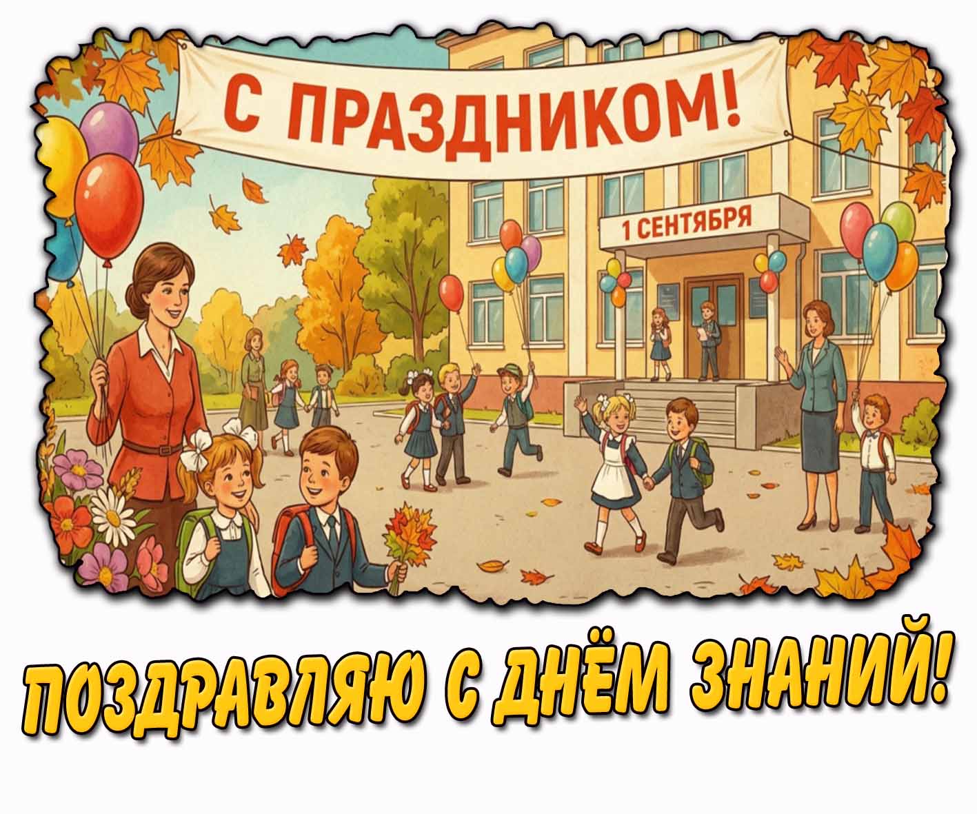 Поздравляю с днём знаний! С праздником! - красивая открытка