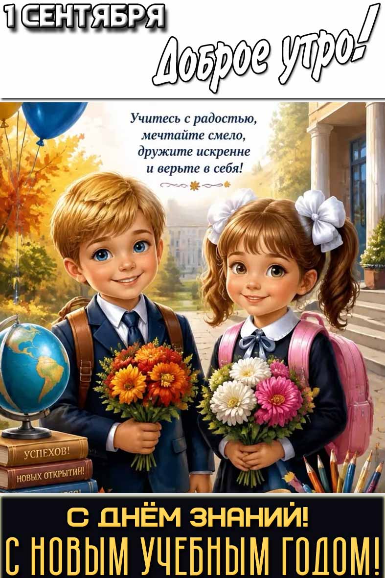 Картинка "1 сентября доброе утро! С днём знаний! С новым учебным годом!"