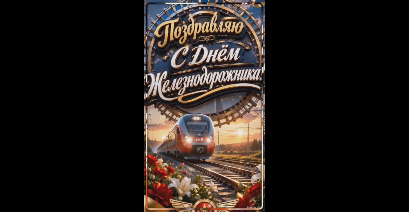 Видео открытка-поздравление "С днём железнодорожника!"
