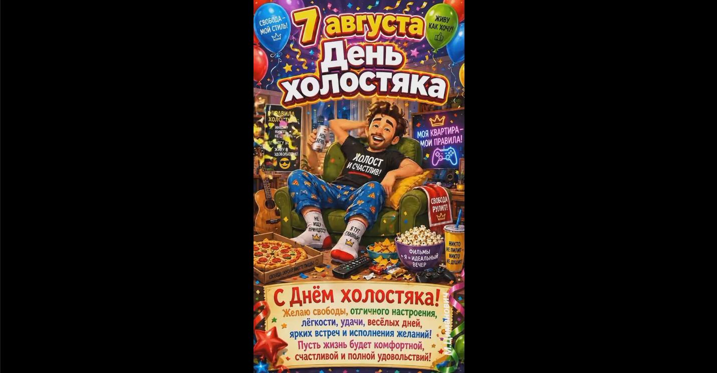 Видео открытка на день холостяка - 7 августа