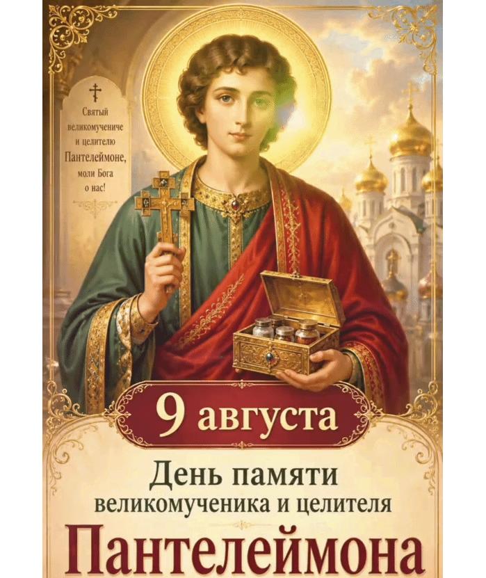 Красивая гифка на день памяти великомученика и целителя Пантелеймона - 9 августа