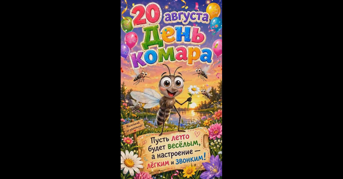 Видео открытка 20 августа - день комара!