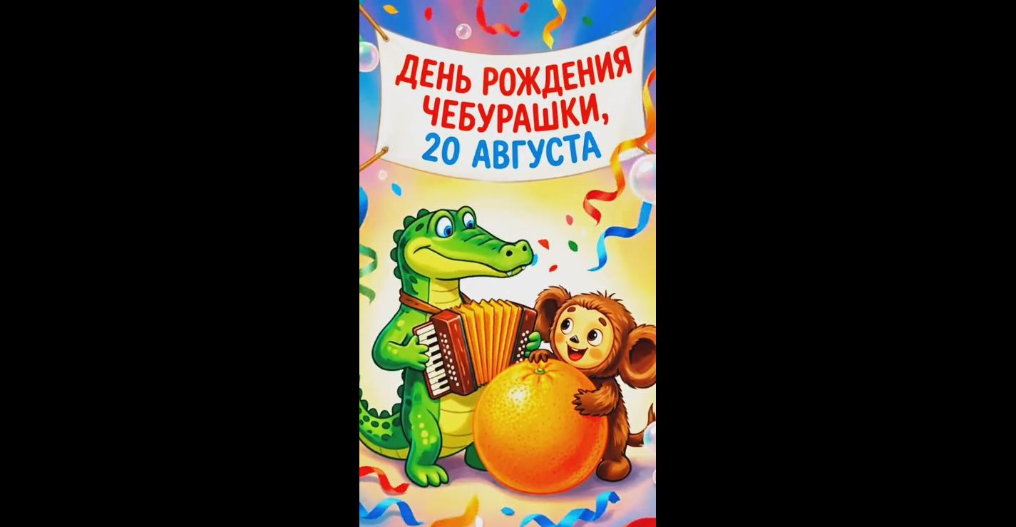 Видео открытка 20 августа доброе утро! День рождения чебурашки!