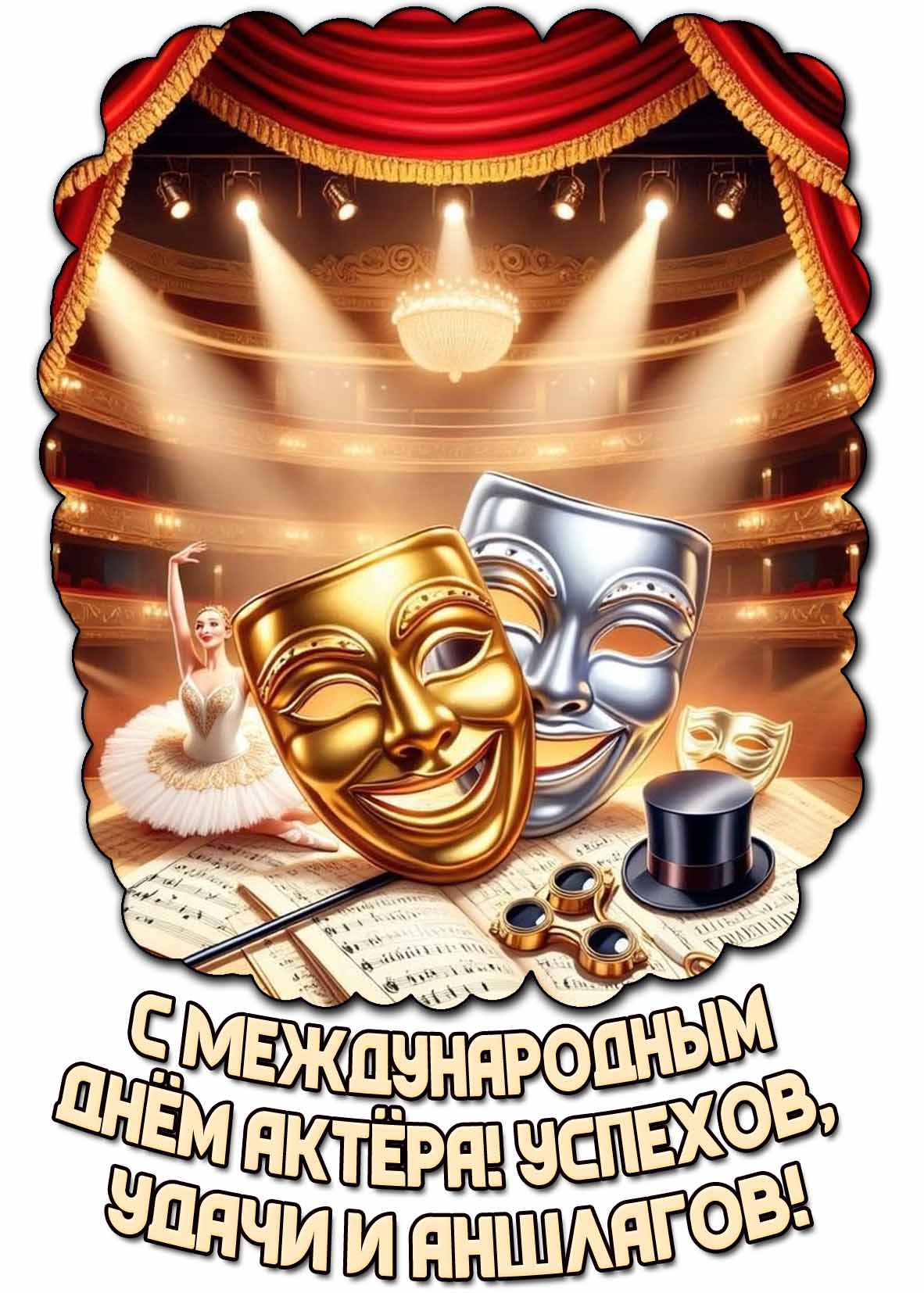 Открытка "С Международным днём актёра! Успехов, удачи и аншлагов!"