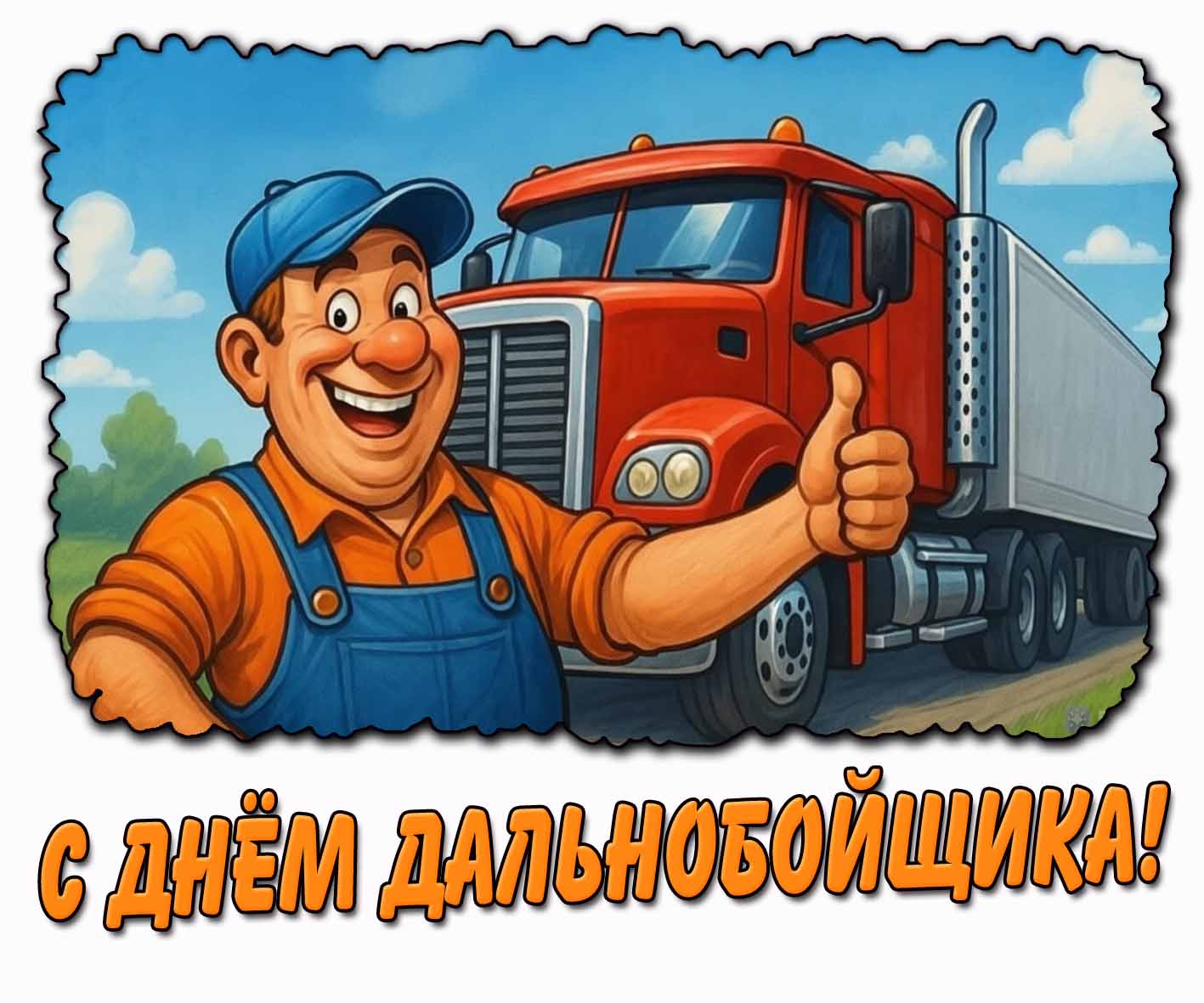 Прикольная открытка с днём дальнобойщика