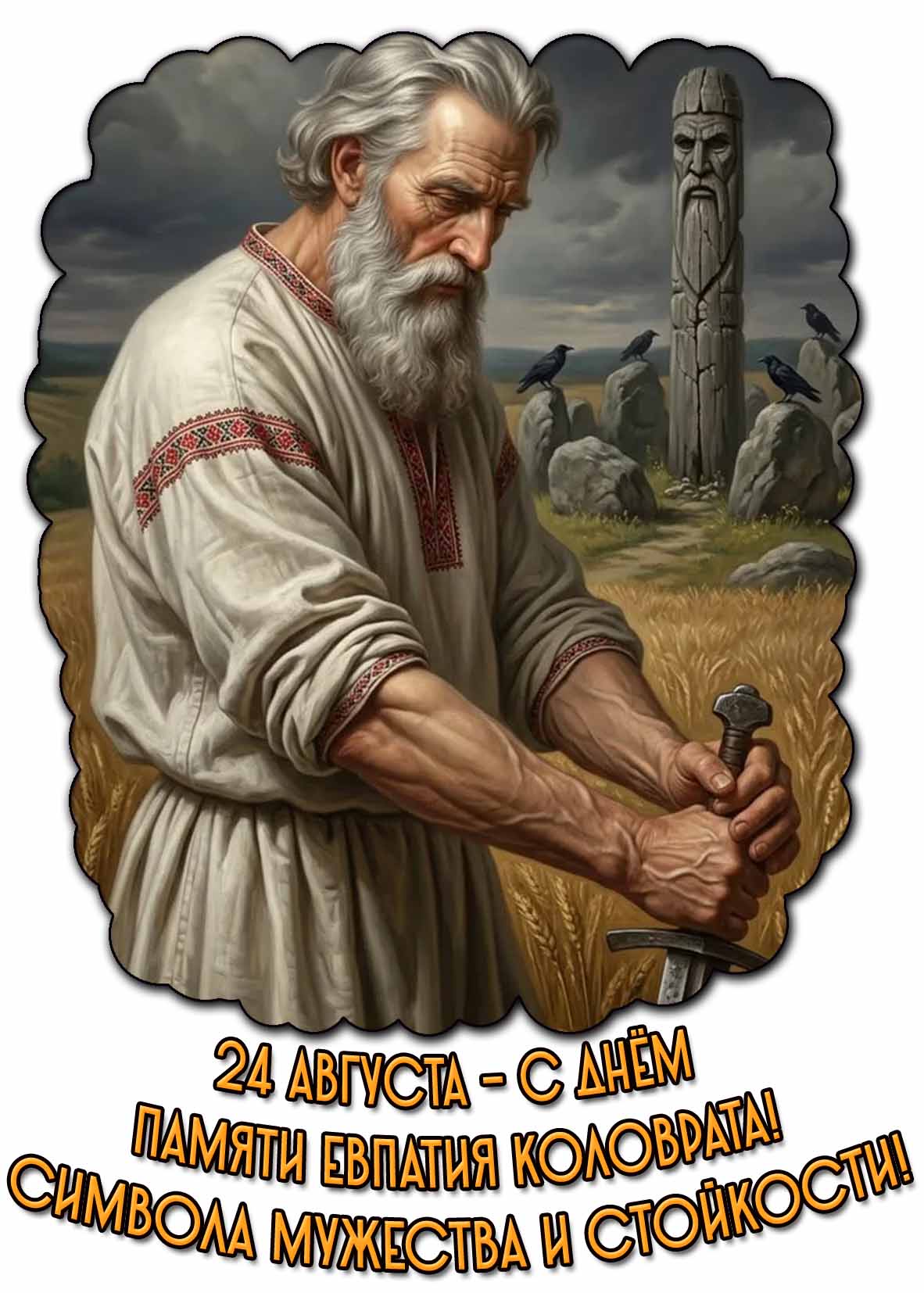 Открытка 24 августа - с днём памяти Евпатия Коловрата! Символа мужества и стойкости!