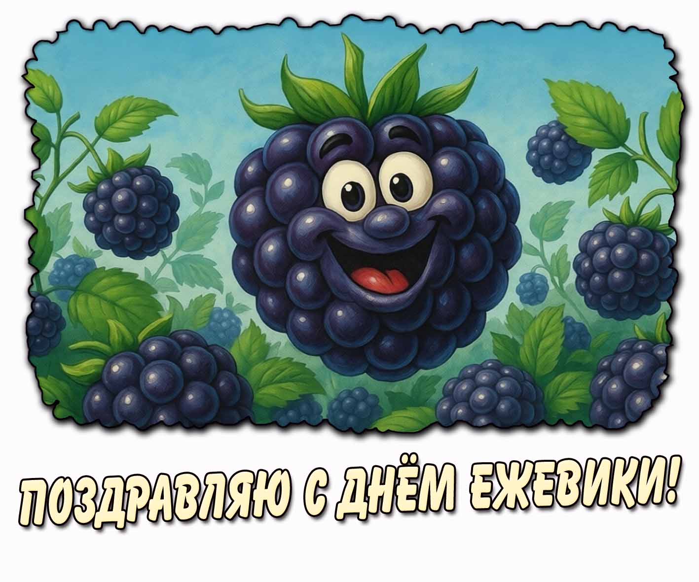 Прикольная открытка "Поздравляю с днём ежевики!"