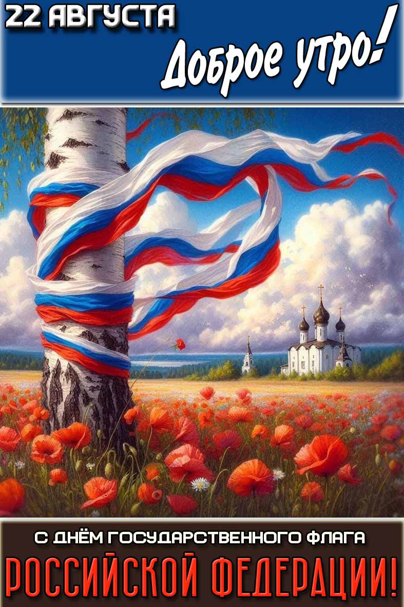 Картинка "22 августа доброе утро! С днём Государственного флага Российской Федерации!"