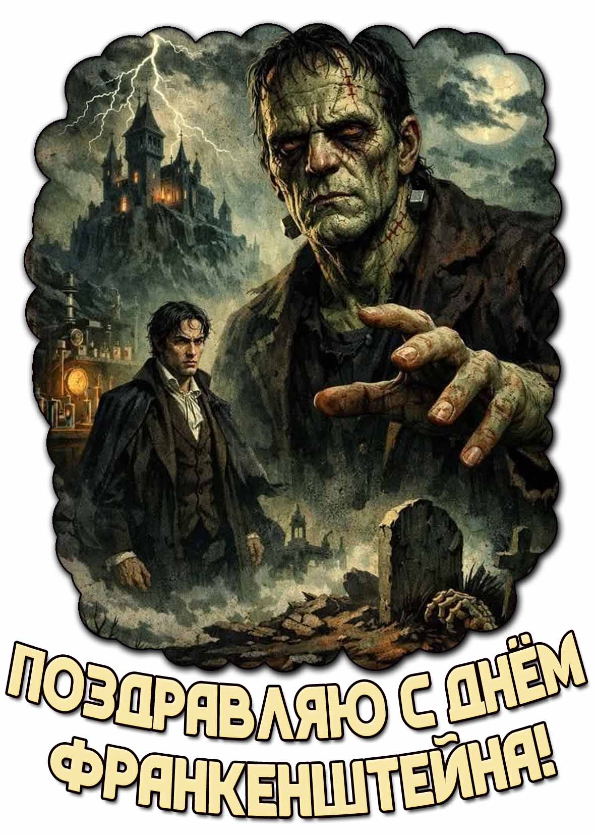 Красивая картинка "Поздравляю с днём Франкенштейна!"