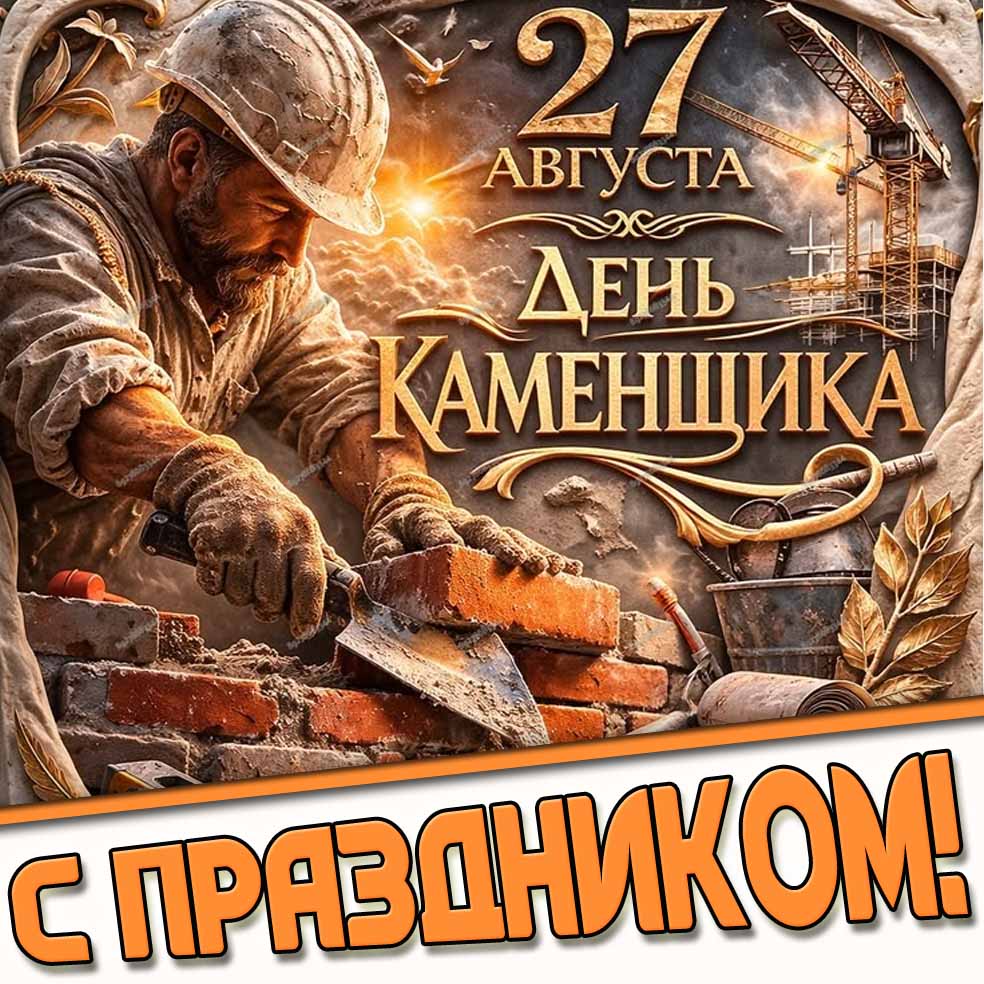 Картинка 27 августа - день каменщика! С праздником!