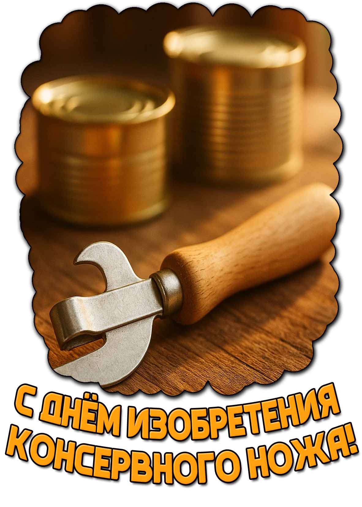 Открытка с днём изобретения консервного ножа