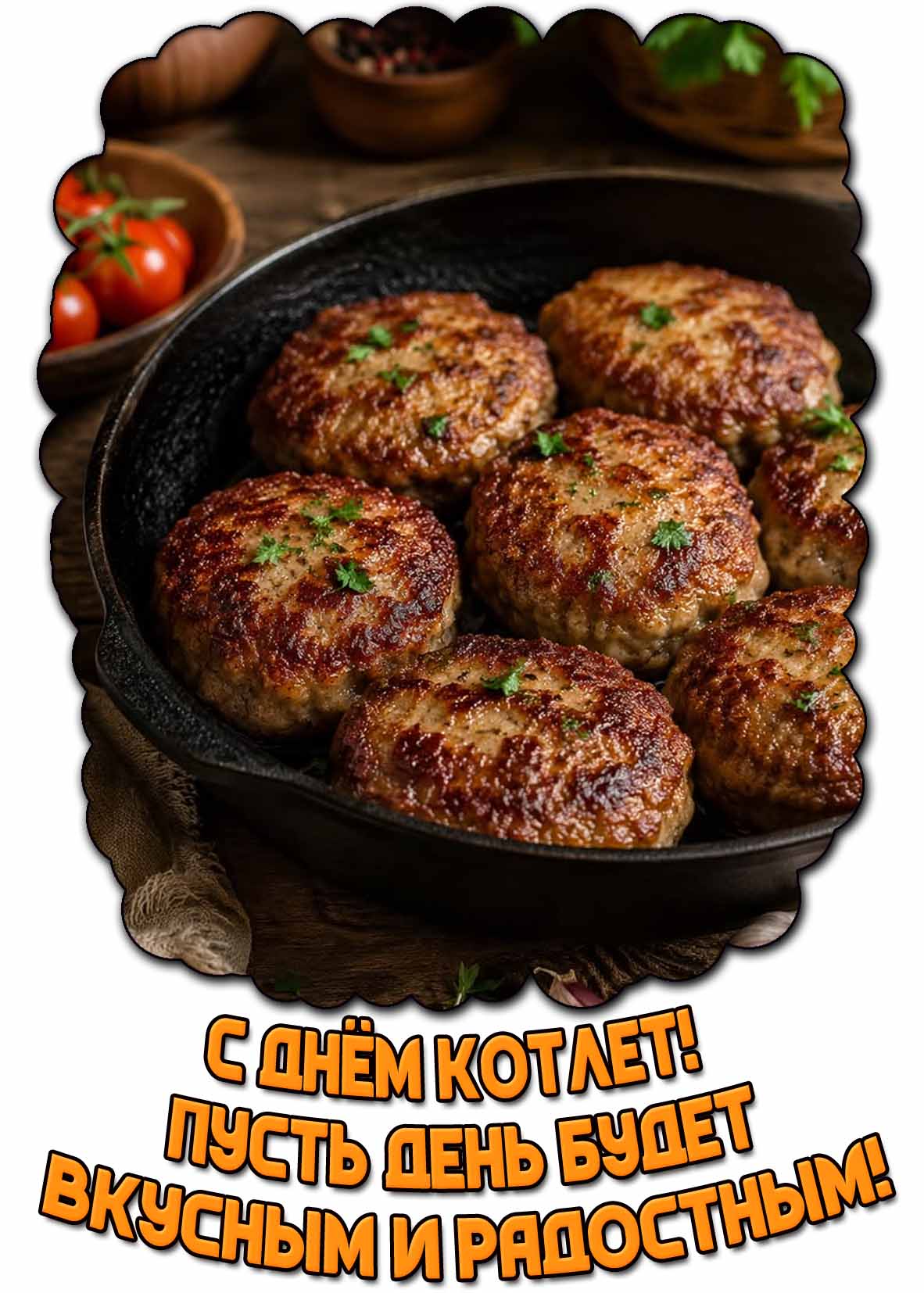 Картинка "С днём котлет! Пусть день будет вкусным и радостным!"