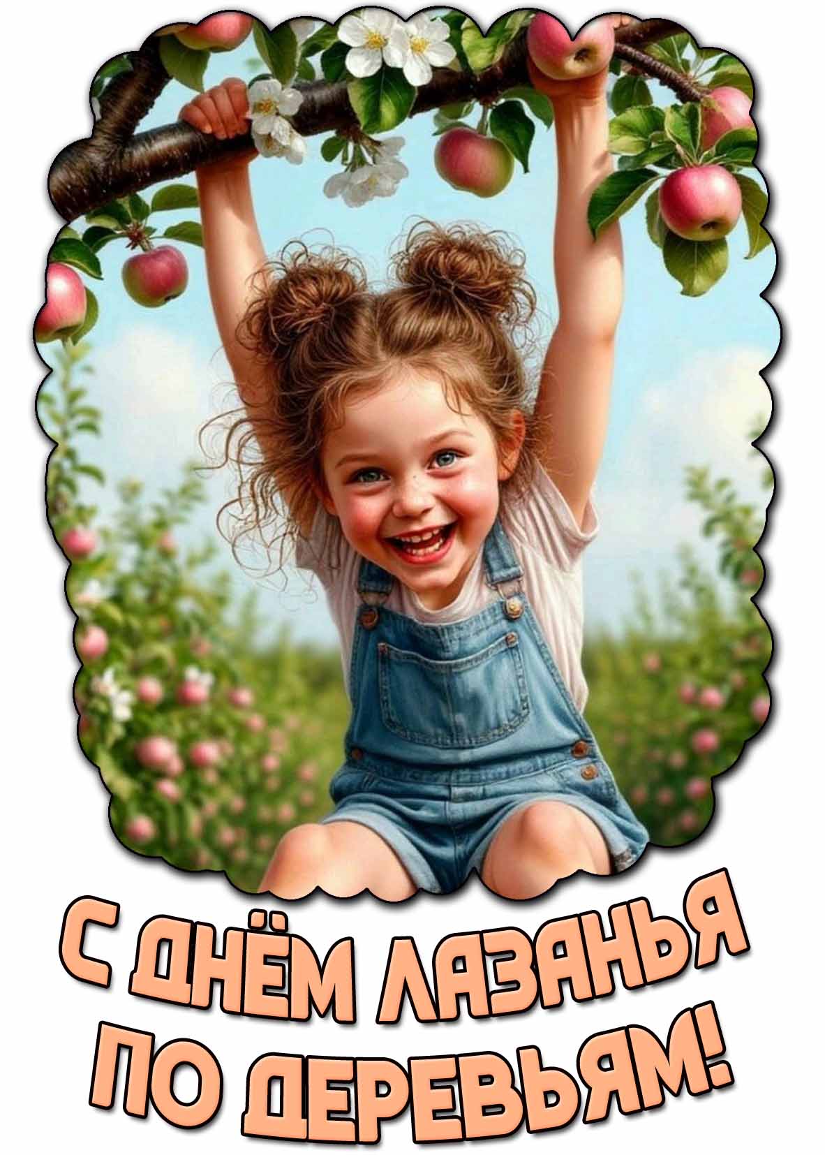 Прикольная открытка с днём лазанья по деревьям