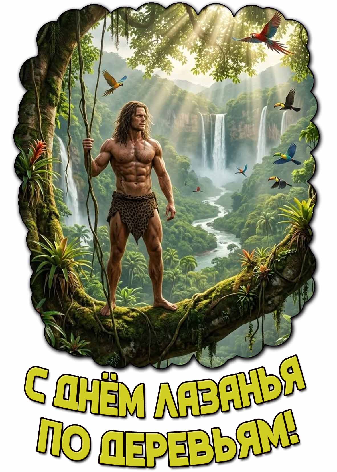 Открытка с днём лазанья по деревьям