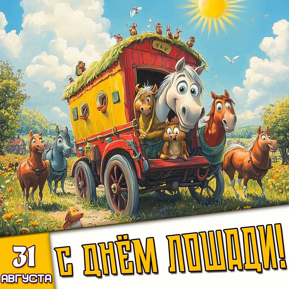 Прикольная картинка 31 августа - с днём лошади!