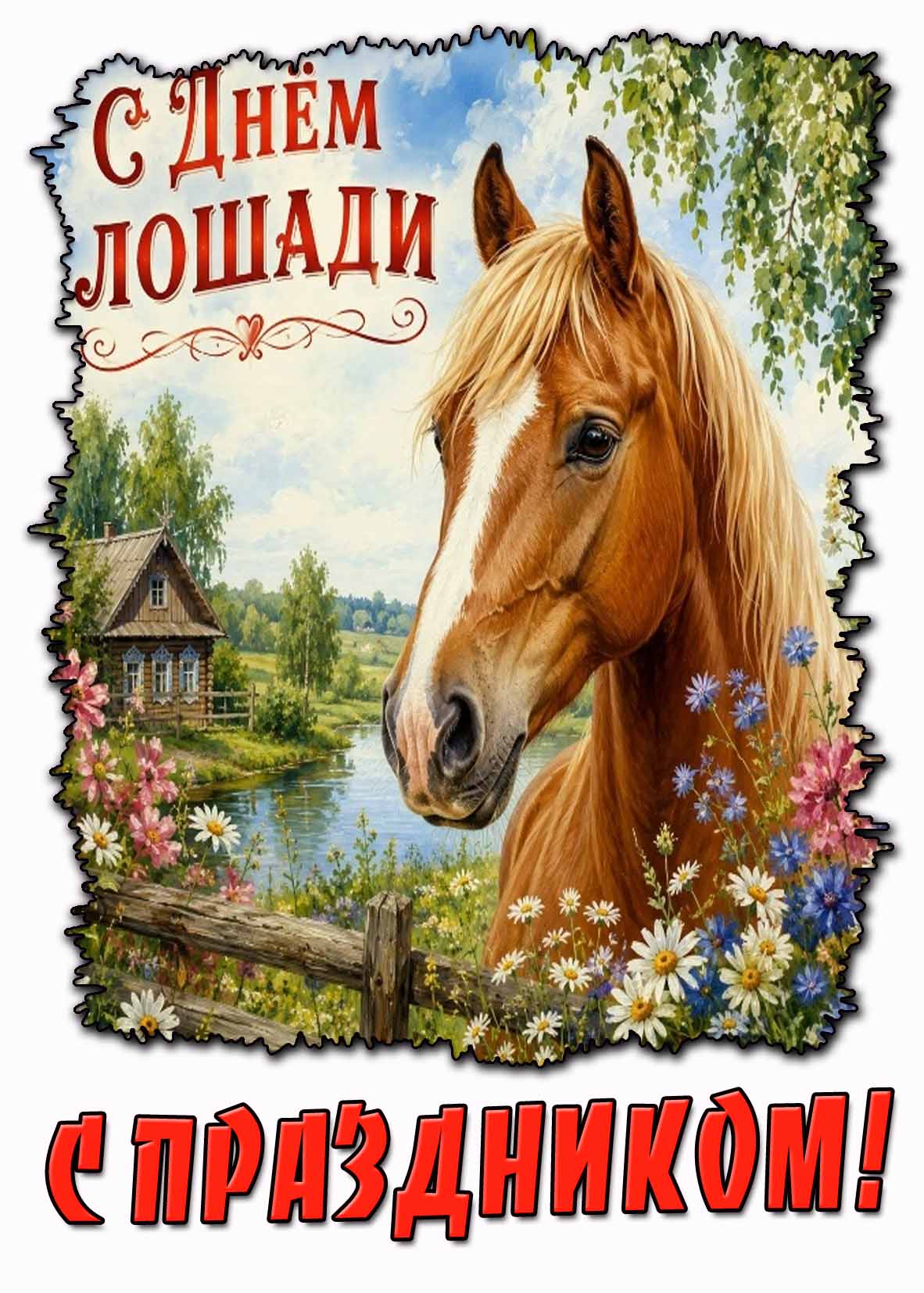 Летняя картинка "С днём лошади! С праздником!"
