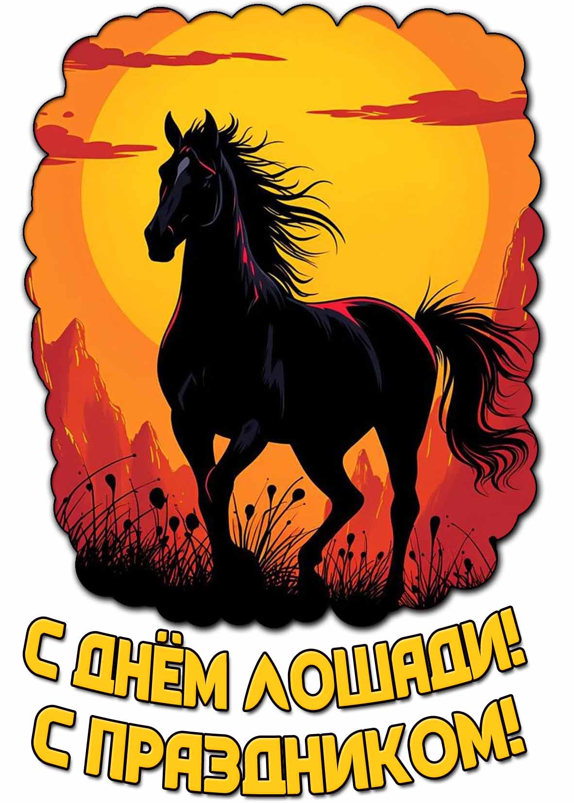 Стильная картинка "С днём лошади! С праздником!"