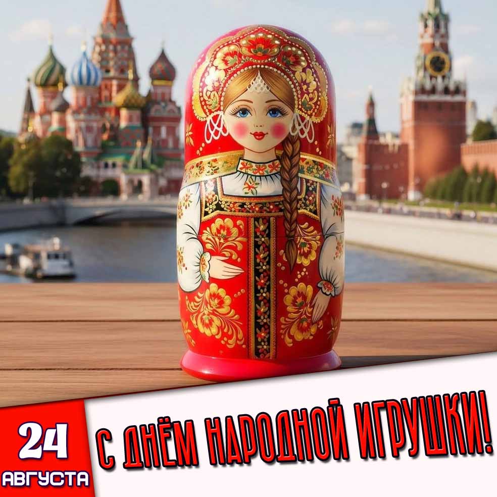 Открытка 24 августа - с днём народной игрушки!