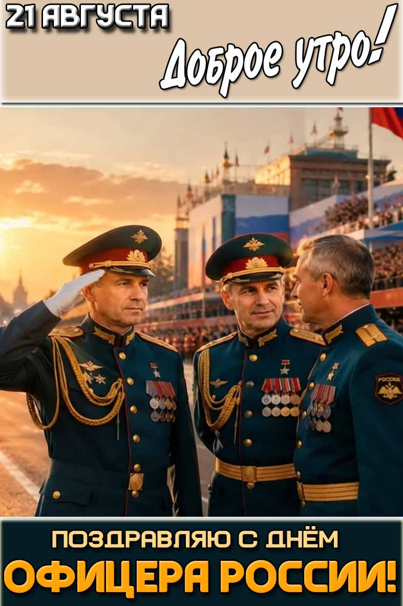 Картинка "21 августа доброе утро! Поздравляю с днём офицера России!"