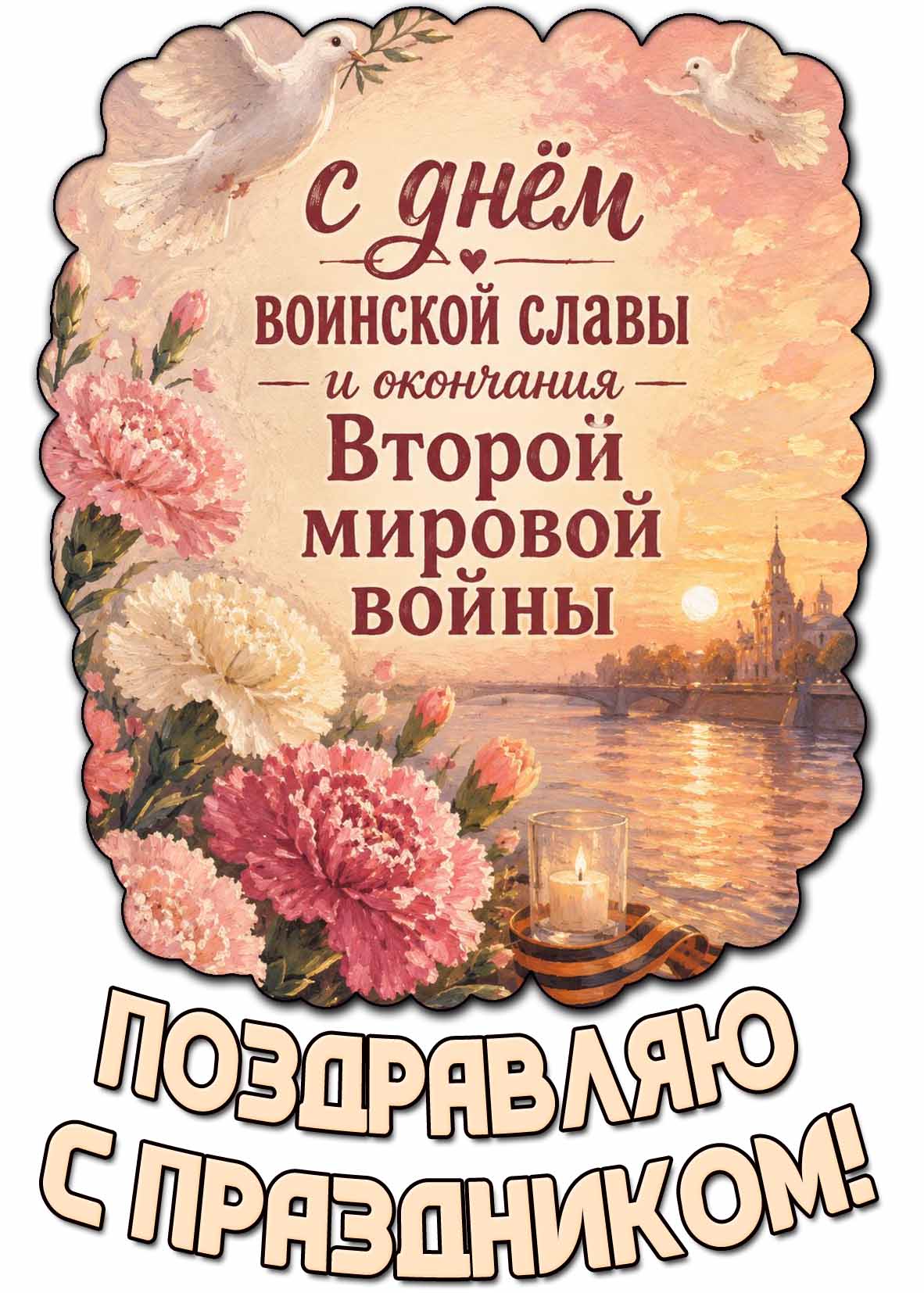 Красивая открытка с днём воинской славы и окончания Второй мировой войны! Поздравляю с праздником!