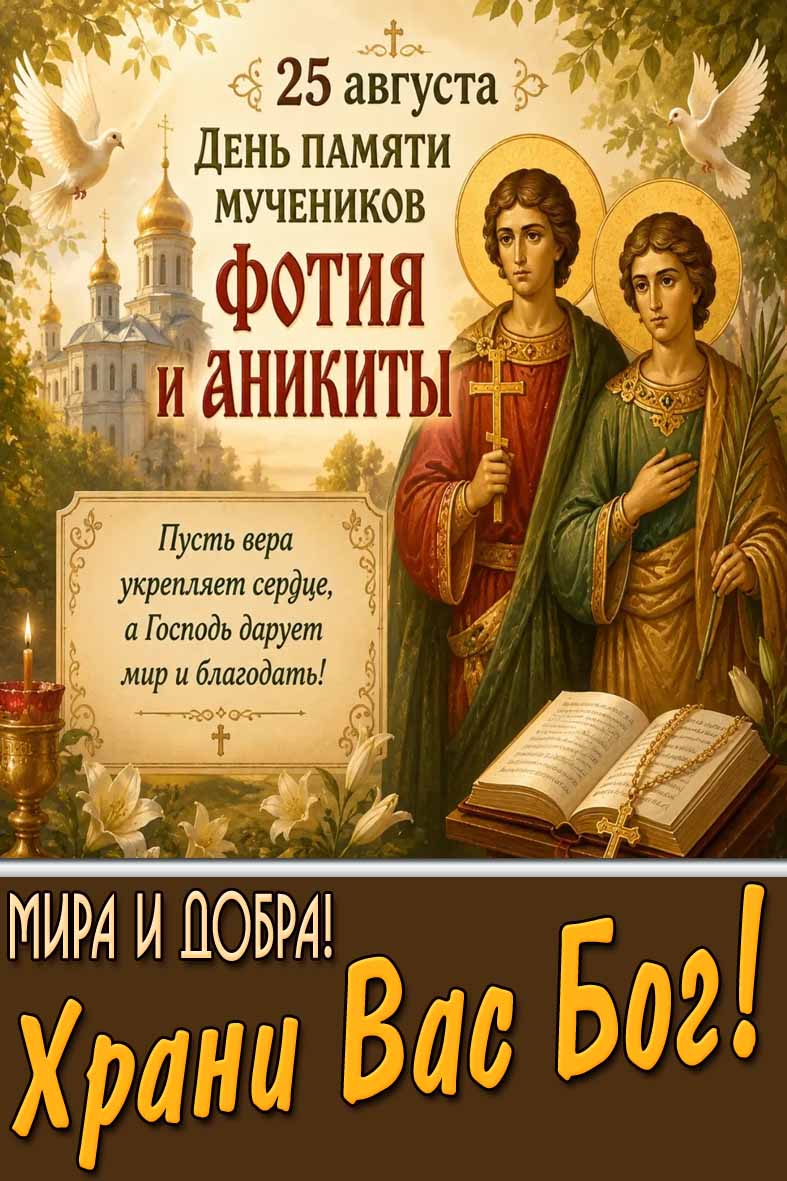 Картинка 25 августа - памяти мучеников Фотия и Аникиты! Мира и добра! Храни Вас Бог!