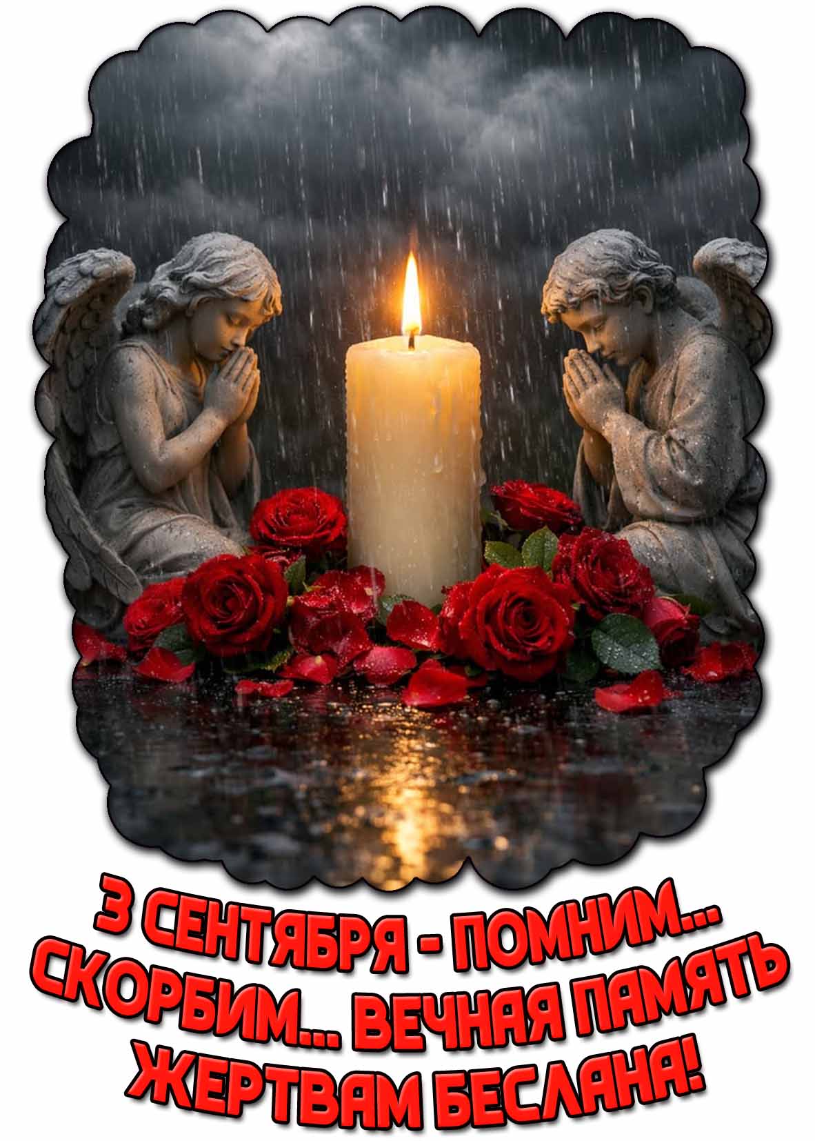 Открытка 3 сентября - Помним... Скорбим... Вечная память жертвам Беслана!