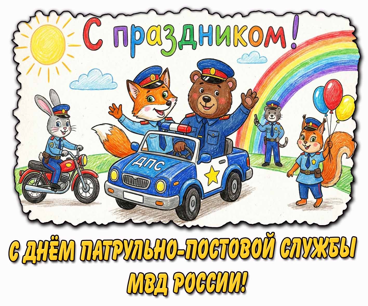 Детская картинка "С днём патрульно-постовой службы МВД России! С праздником!"