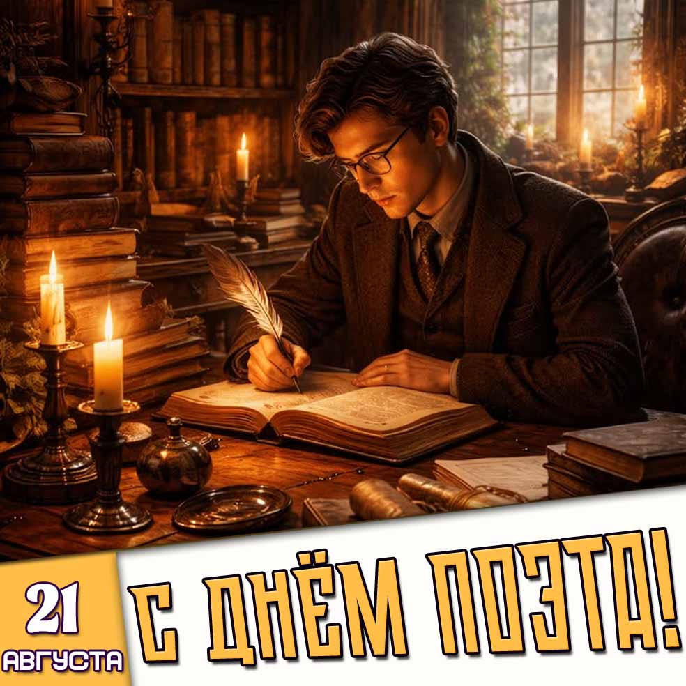 Красивая картинка 21 августа - с днём поэта!