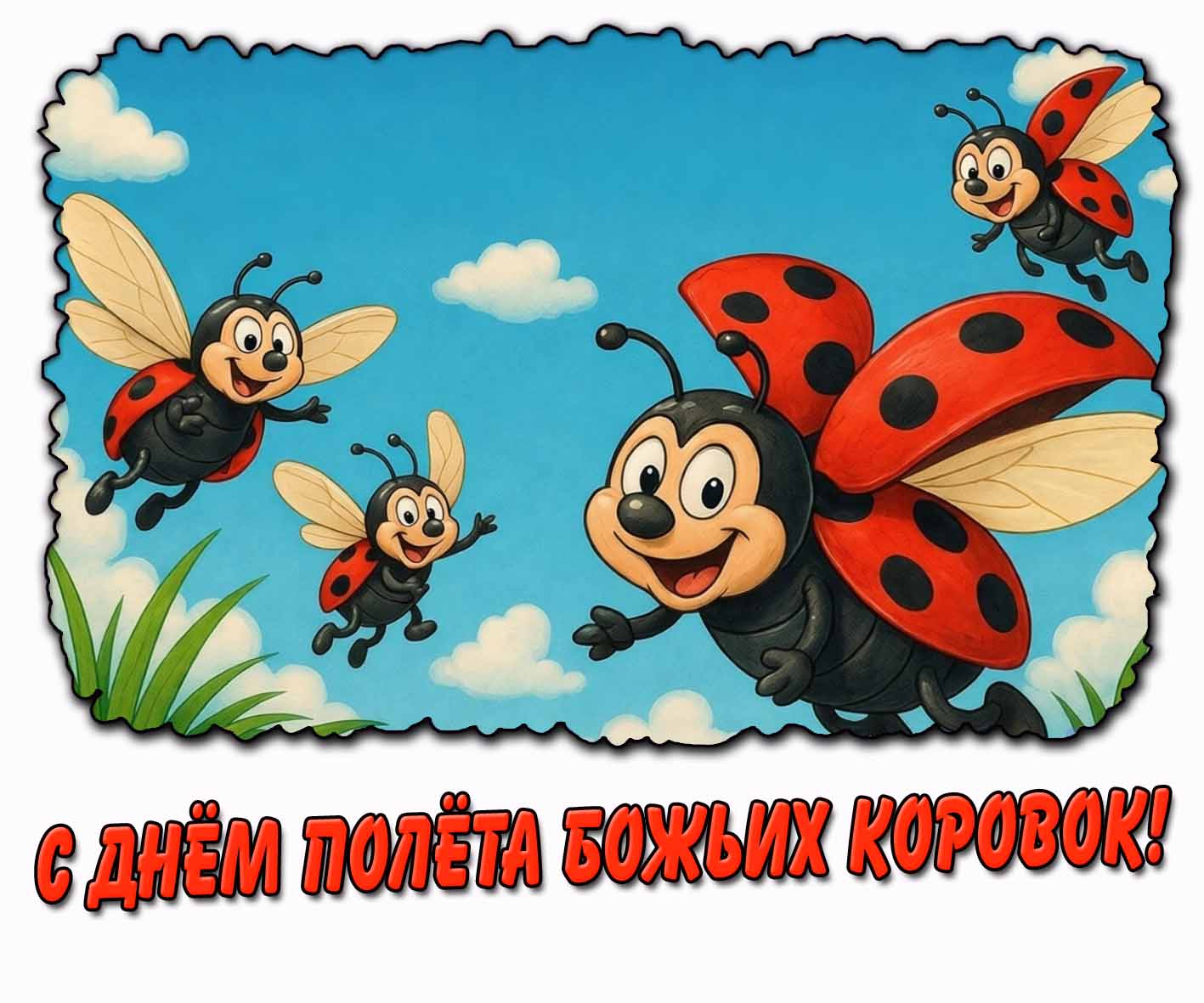 Прикольная картинка с днём полёта божьих коровок