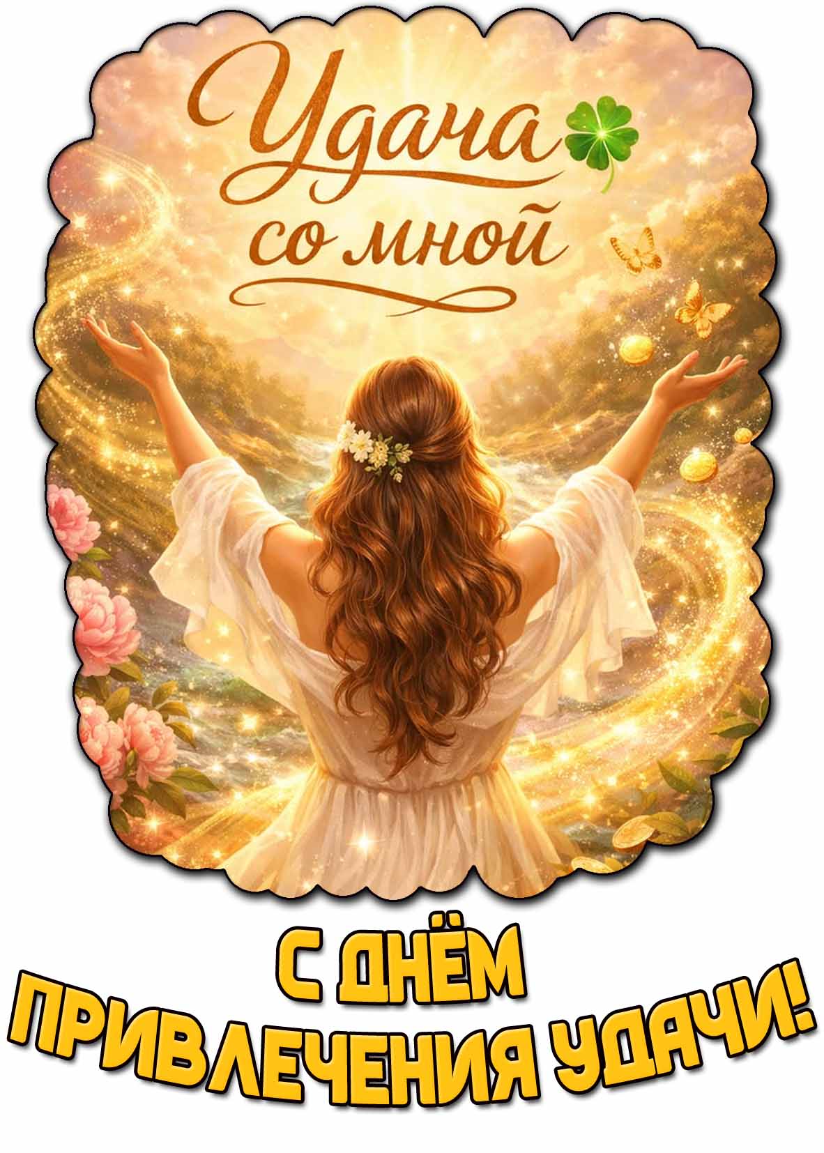 Открытка "С днём привлечения удачи! Удача со мной!"