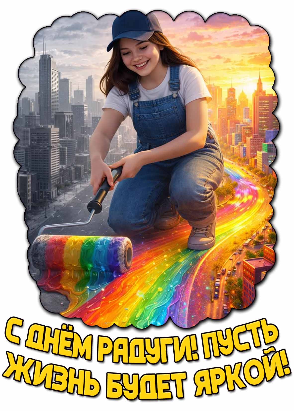 Открытка "С днём радуги! Пусть жизнь будет яркой!"